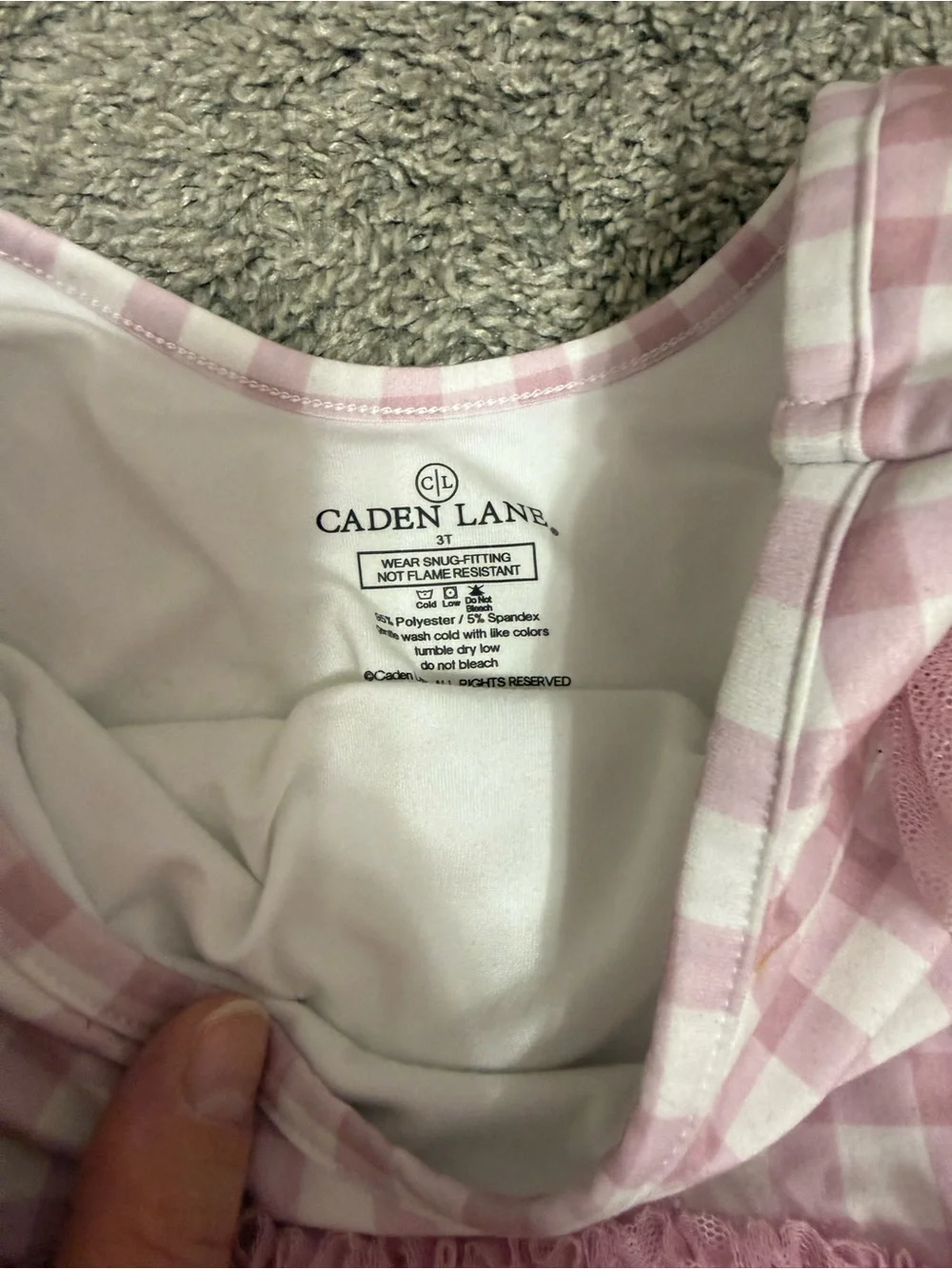 Caden Lane Pink Gingham Long-Sleeve Tulle Ballet Costume
